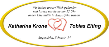 Hochzeitsanzeige von Katharina Krone von NWZ
