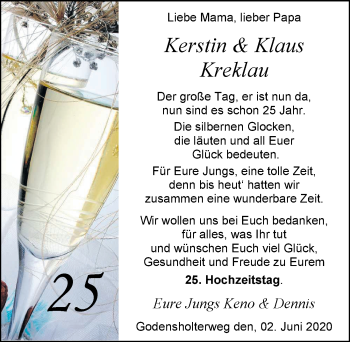 Hochzeitsanzeige von Kerstin Kreklau von NWZ