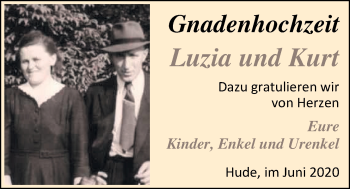 Hochzeitsanzeige von Luzia  von NWZ