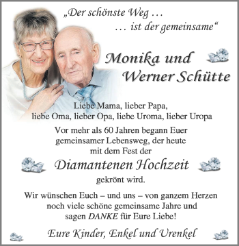 Hochzeitsanzeige von Monika Schütte von NWZ