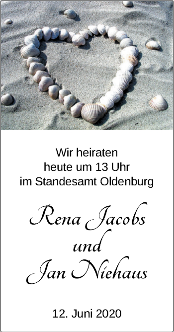 Hochzeitsanzeige von Rena Jacobs von NWZ