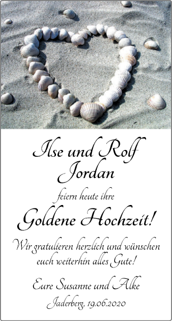 Hochzeitsanzeige von Rolf Jordan von NWZ