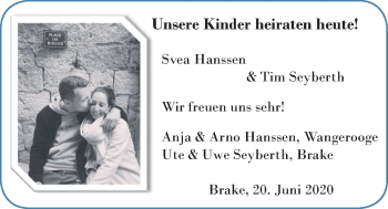 Hochzeitsanzeige von Svea Hanssen von NWZ
