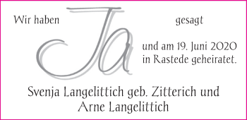 Hochzeitsanzeige von Svenja Langelittich von NWZ
