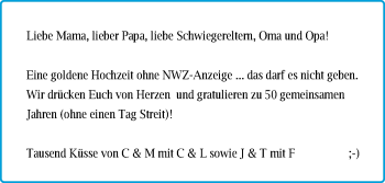 Hochzeitsanzeige von Ursula Schwitalla von NWZ