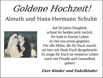 Hochzeitsanzeige von Almuth Schulte von NWZ