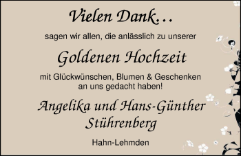 Hochzeitsanzeige von Angelika Stührenberg von NWZ