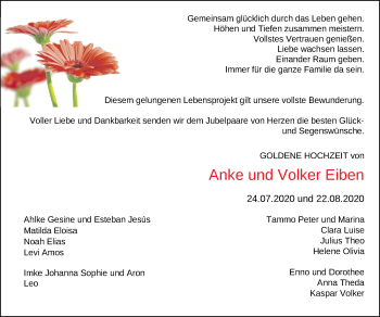Hochzeitsanzeige von Anke Eiben von NWZ
