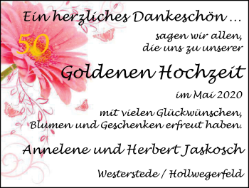 Hochzeitsanzeige von Annelene Jaskosch von NWZ