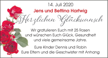 Hochzeitsanzeige von Bettina Hartwig von NWZ