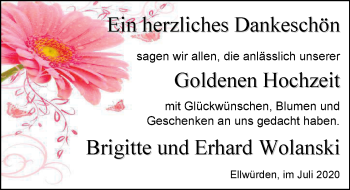 Hochzeitsanzeige von Brigitte Wolanski von NWZ
