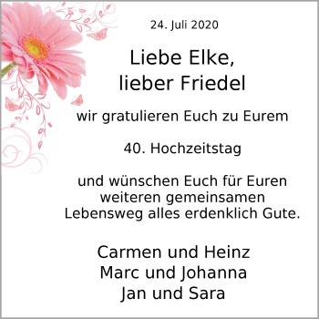 Hochzeitsanzeige von Elke Glane von NWZ