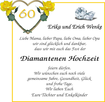 Hochzeitsanzeige von Erika Wenke von NWZ