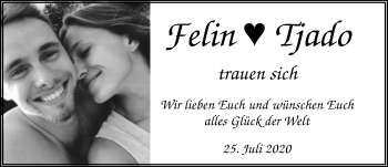 Hochzeitsanzeige von Felin  von NWZ