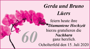 Hochzeitsanzeige von Gerda Lüers von NWZ