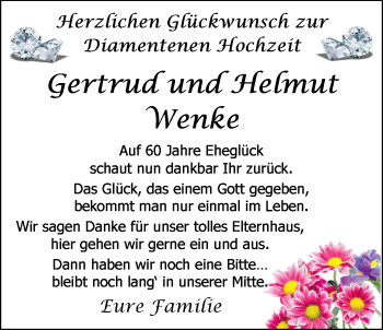 Hochzeitsanzeige von Gertrud Wenke von NWZ