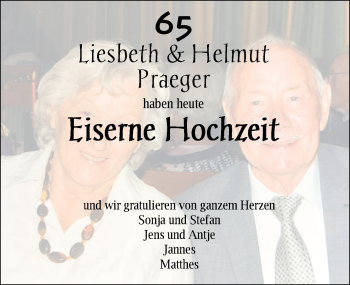 Hochzeitsanzeige von Helmut Praeger von NWZ