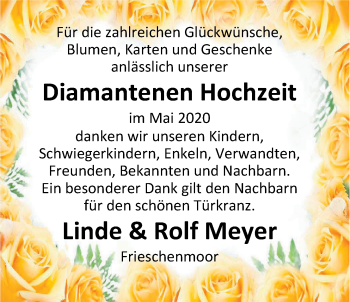 Hochzeitsanzeige von Linde Meyer von NWZ
