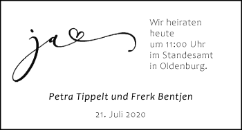 Hochzeitsanzeige von Petra Tippelt von NWZ