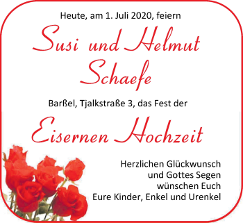 Hochzeitsanzeige von Susi Schaefe von NWZ