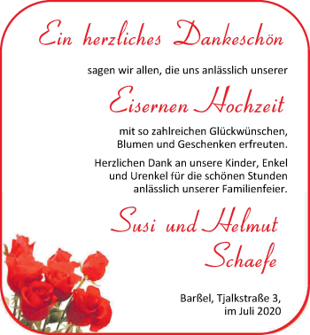 Hochzeitsanzeige von Susi Schäfe von NWZ