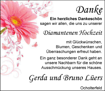 Hochzeitsanzeige von Gerda Lüers von NWZ