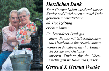 Hochzeitsanzeige von Gertrud Wenke von NWZ