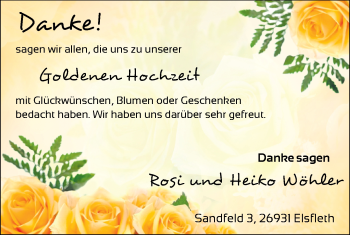 Hochzeitsanzeige von Heiko Wöhler von NWZ