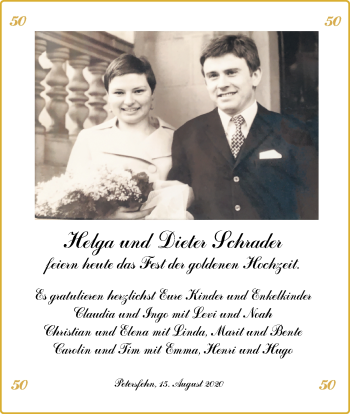 Hochzeitsanzeige von Helga Schrader von NWZ
