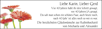 Hochzeitsanzeige von Karin Gerling von NWZ