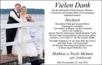 Hochzeitsanzeige von Neele Meinen von NWZ