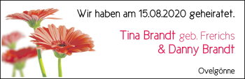 Hochzeitsanzeige von Tina Brandt von NWZ