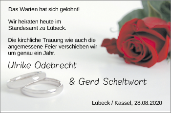 Hochzeitsanzeige von Ulrike Odebrecht von NWZ
