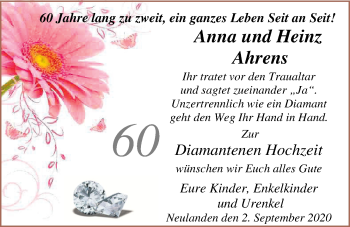Hochzeitsanzeige von Anna Ahrens von NWZ