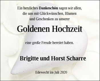 Hochzeitsanzeige von Brigitte Scharre von NWZ