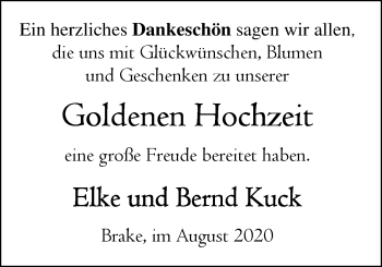 Hochzeitsanzeige von Elke Kuck von NWZ