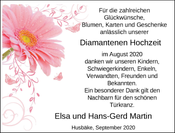 Hochzeitsanzeige von Elsa Martin von NWZ