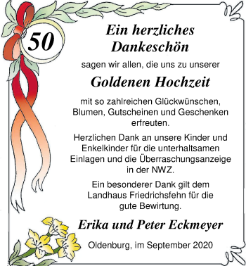 Hochzeitsanzeige von Erika Eckmeyer von NWZ