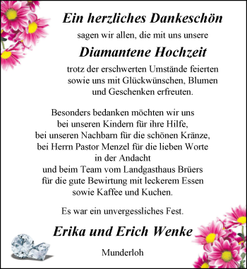 Hochzeitsanzeige von Erika Wenke von NWZ