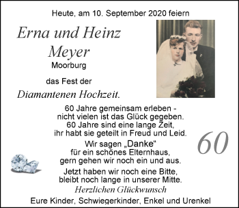 Hochzeitsanzeige von Erna Meyer von NWZ