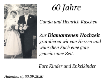 Hochzeitsanzeige von Gunda Raschen von NWZ