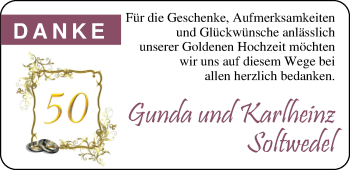 Hochzeitsanzeige von Gunda Soltwedel von NWZ