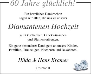 Hochzeitsanzeige von Hilda Kramer von NWZ
