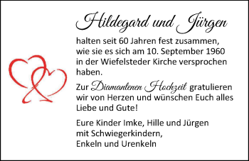 Hochzeitsanzeige von Hildegard  von NWZ