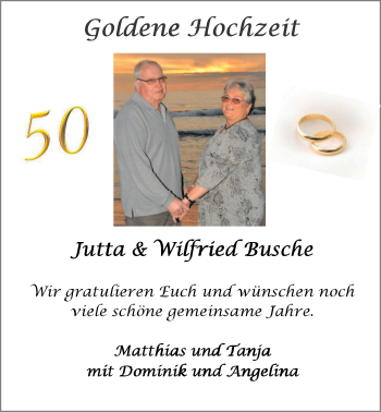 Hochzeitsanzeige von Jutta Busche von NWZ