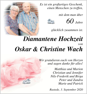 Hochzeitsanzeige von Oskar Wach von NWZ
