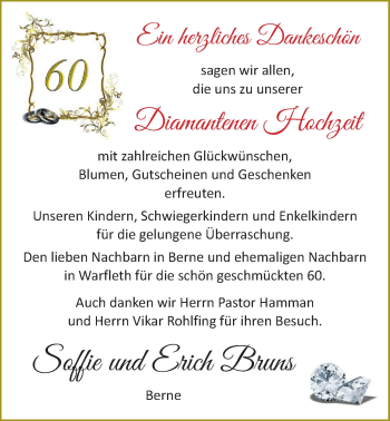 Hochzeitsanzeige von Soffie Bruns von NWZ