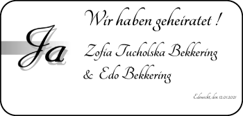 Hochzeitsanzeige von Edo Bekkering von NWZ