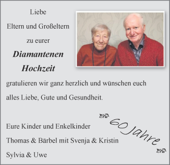 Hochzeitsanzeige von Eltern  von NWZ