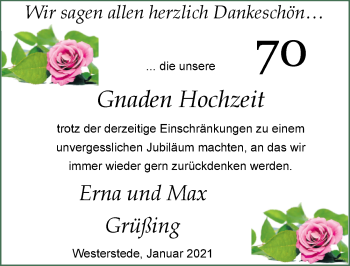 Hochzeitsanzeige von Erna Grüßing von NWZ